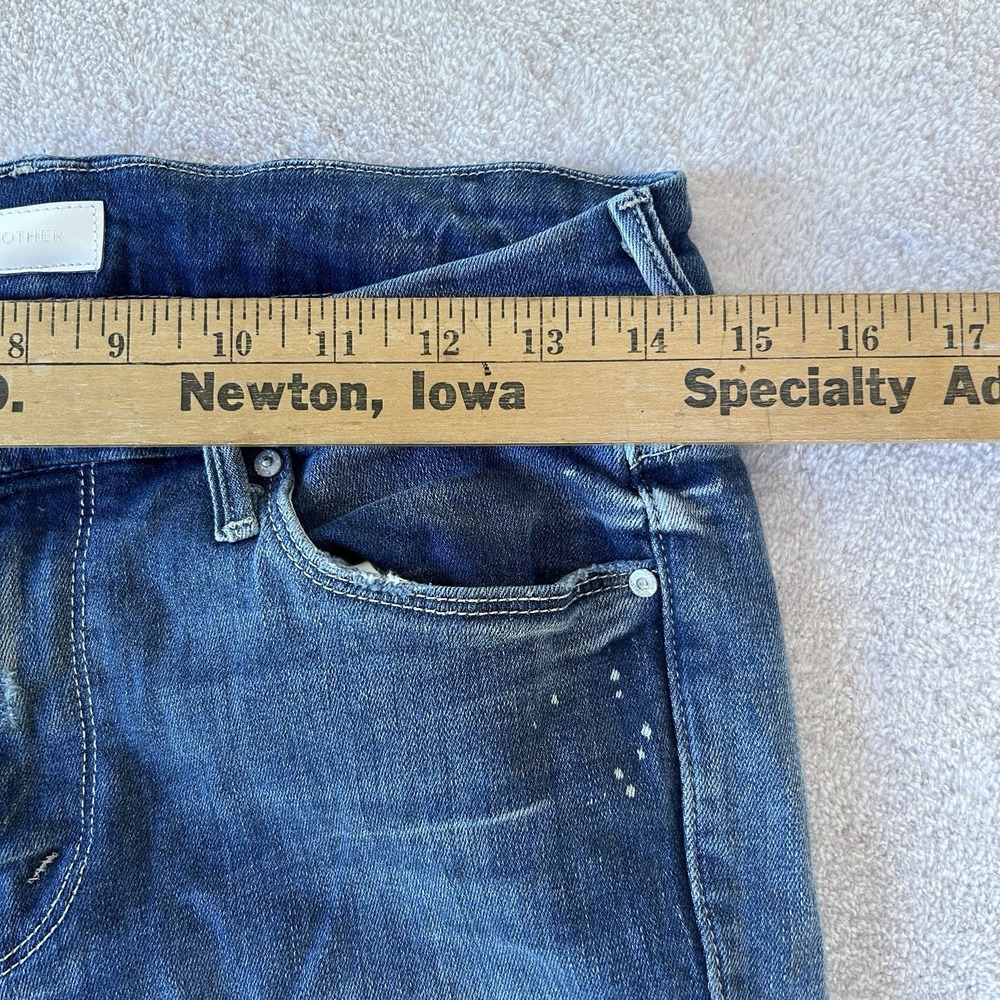 Mother‎ Sz 25 The Looker Ankle Fray Jeans Blue Skinny Slim Stretch Double Time - Picture 7 of 13